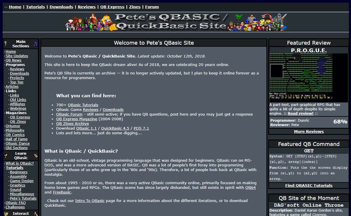 Pete's QBASIC / QuickBasic Site