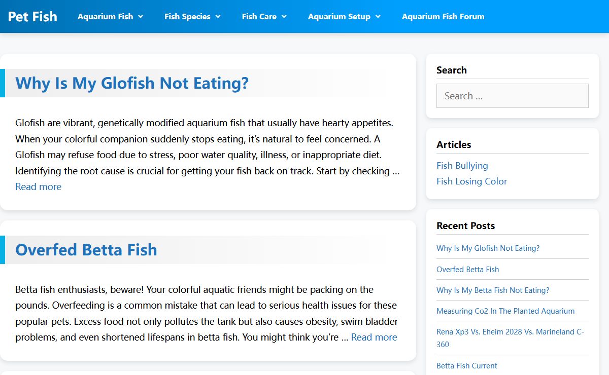 Pet Fish - Information, Facts, Pictures