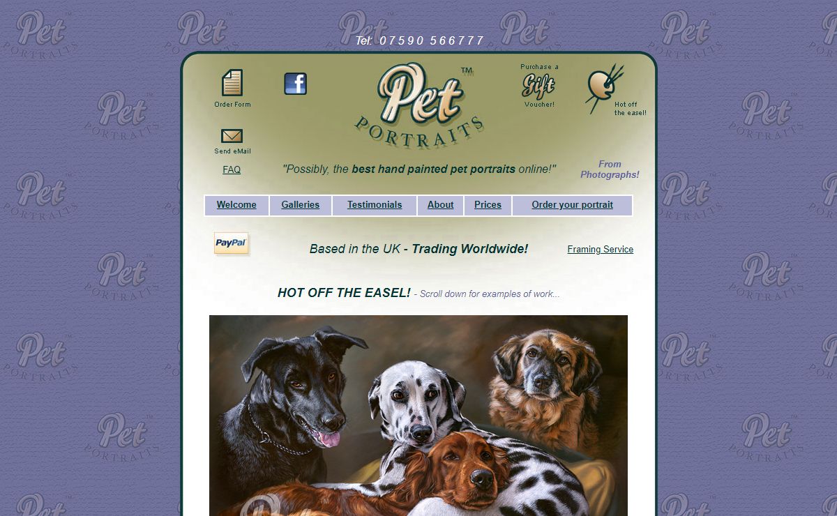 >>> PET PORTRAITS - "THE BEST AVAILABLE ONLINE!" - By Steven Patrick Sim - UK mail order, trading worldwide! Quality hand painted pet portraits from your photos!