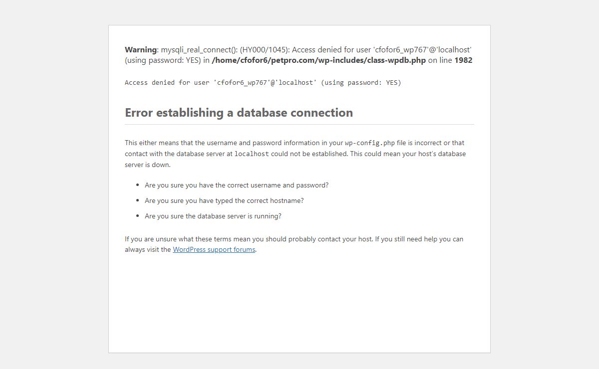 WordPress › Error