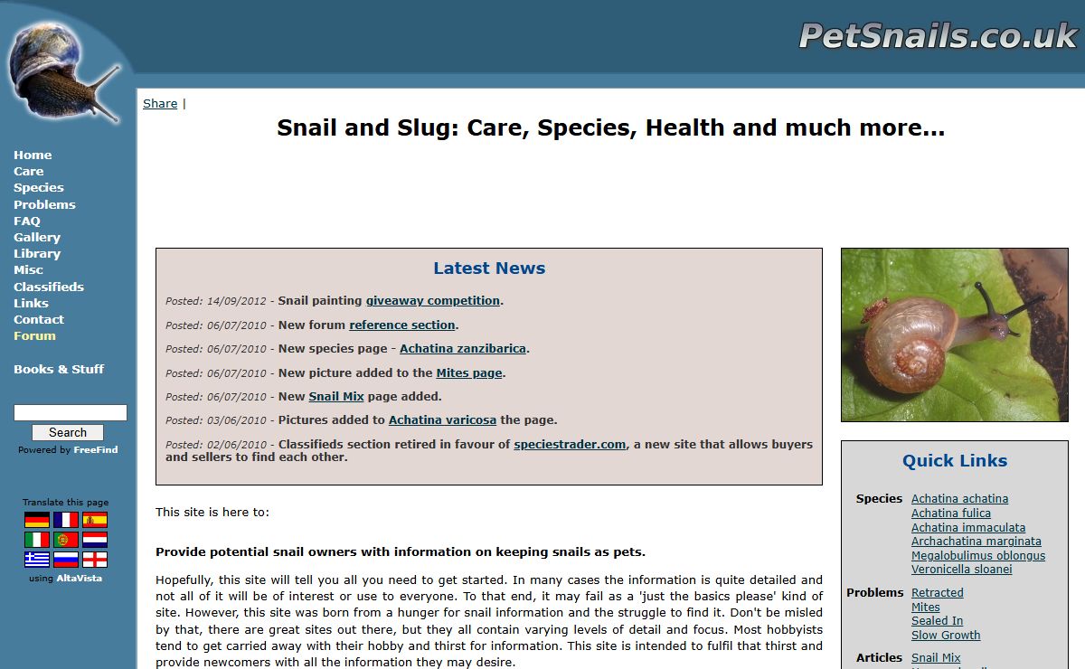 Keeping Pet Snails and Slugs - Care, species, health and much more...