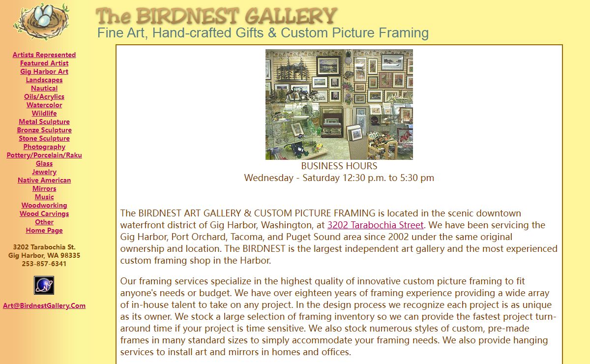 The Birdnest Art Gallery - Hand-crafted Art, Gifts & Framing - Gig Harbor, Washington