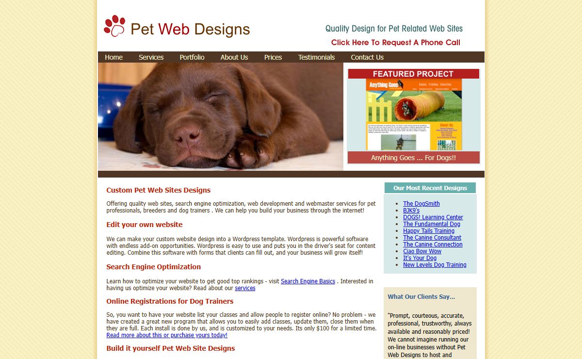 Pet Web Designs: Web Designs for Pet and Dog Professionals