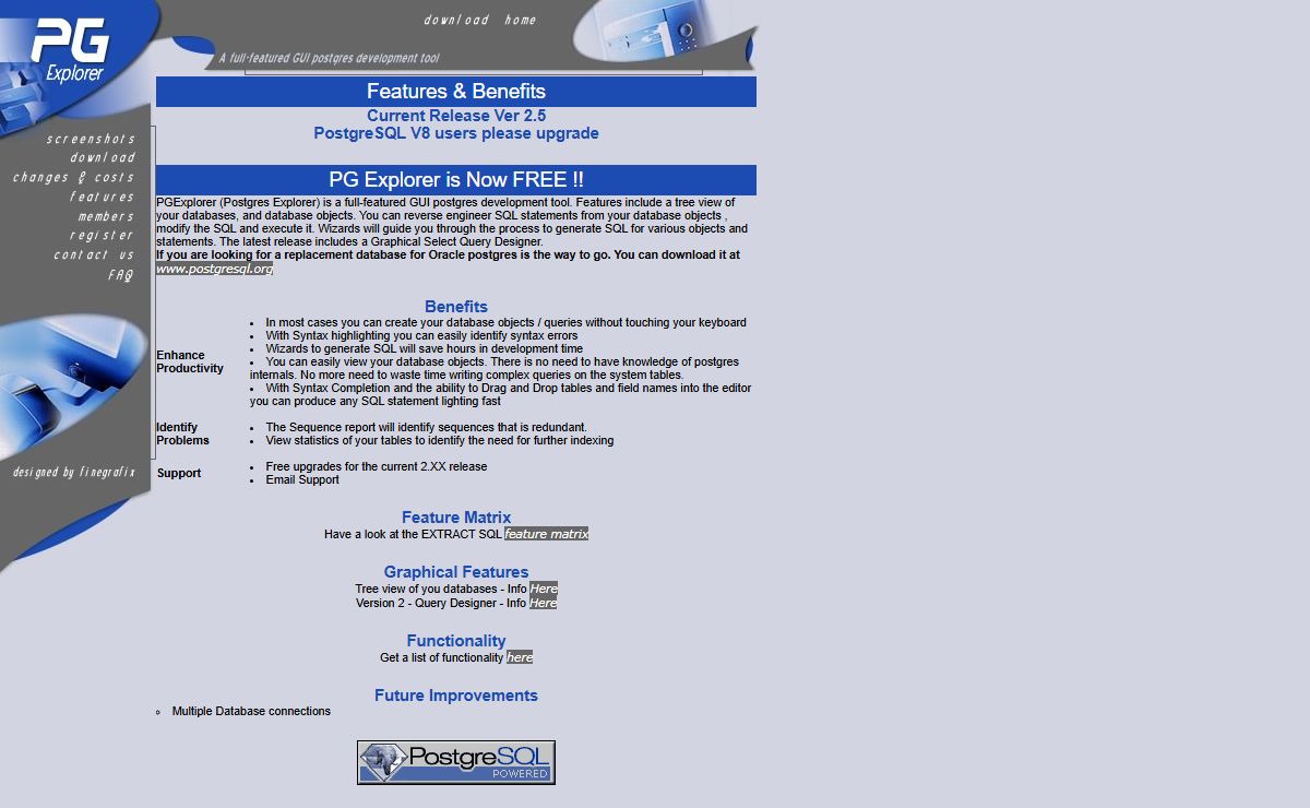 PG Explorer GUI development tool for postgres (PostgreSQL frontend client)