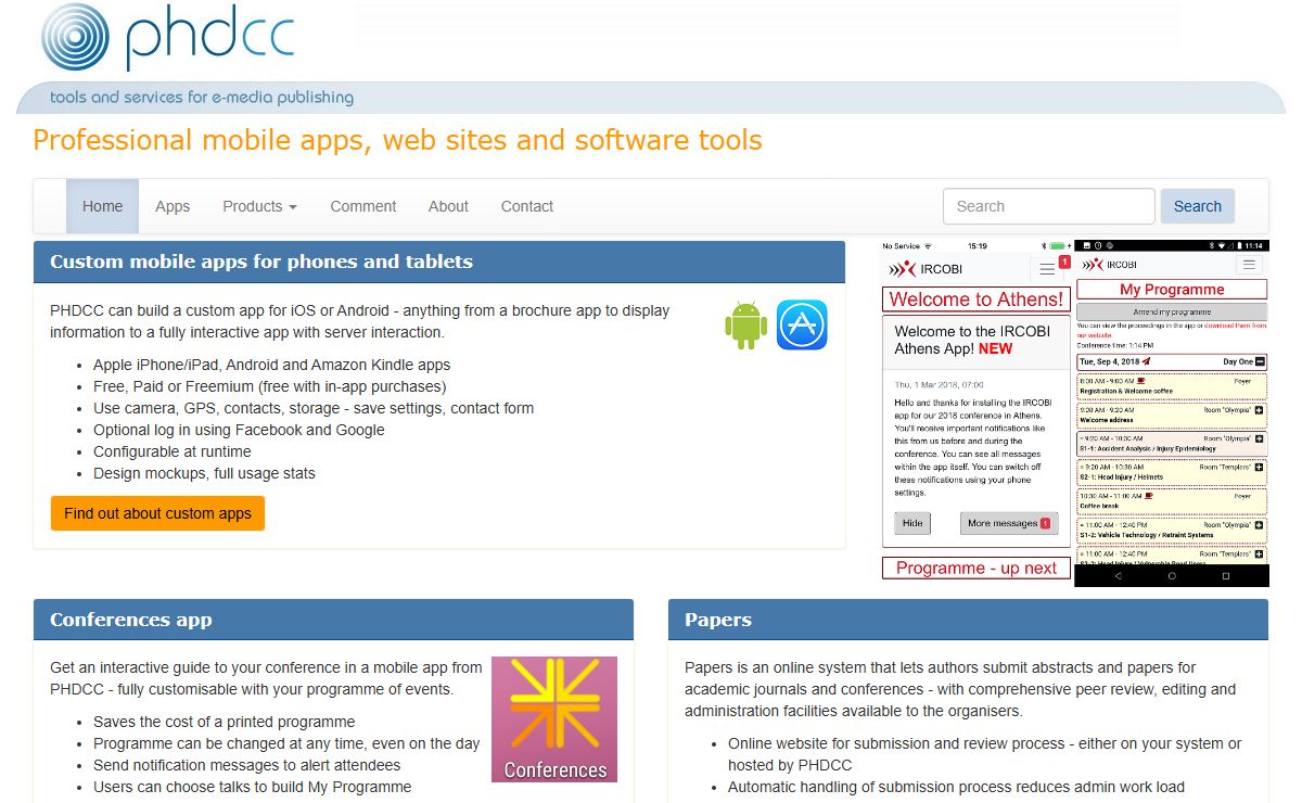 phdcc: professional mobile apps, web sites, e-media tools and e-publishing services