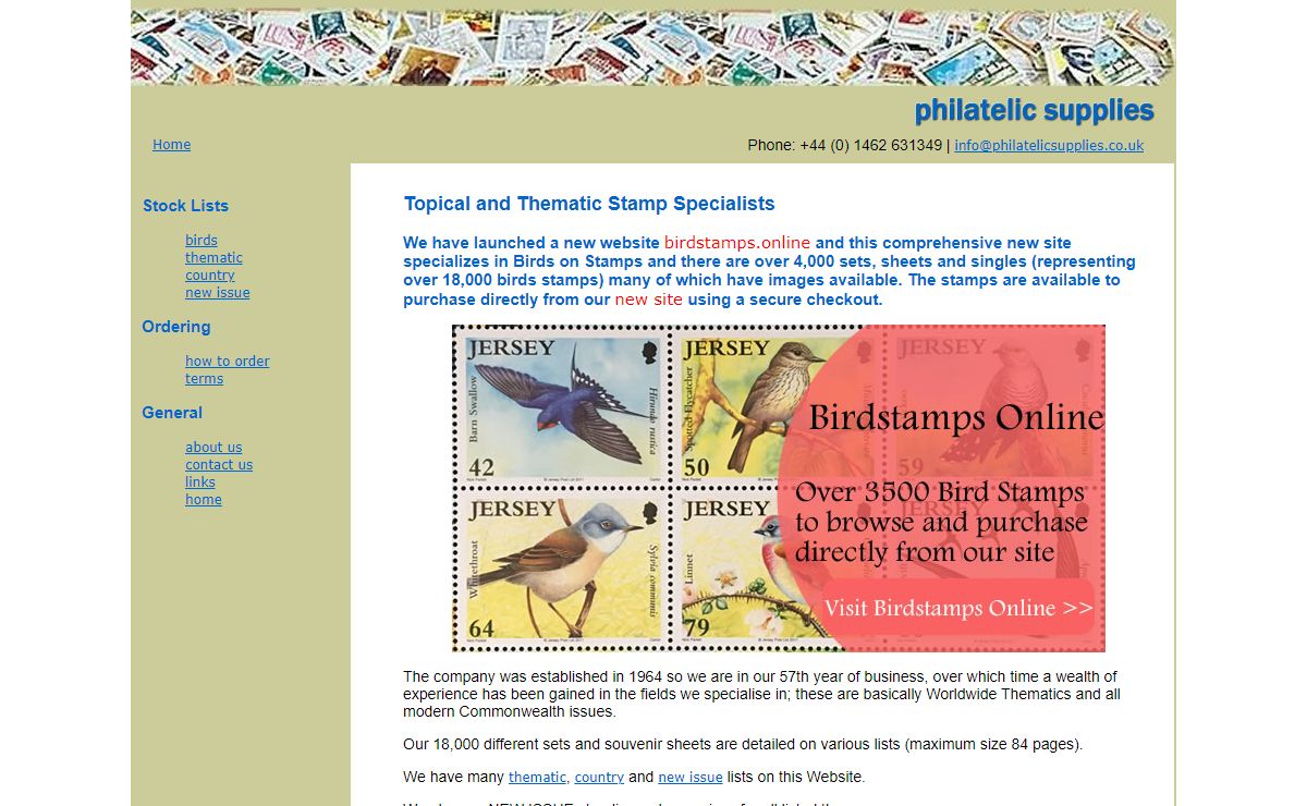 Philatelic Supplies for mail order topical and thematic stamps