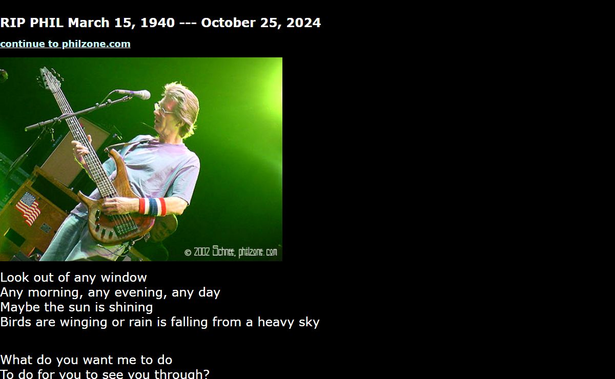 Philzone.com... Phil Lesh and Friends Terrapin Crossroads Furthur Grateful Dead Setlists Photos News Music Video... Where you always get your PHIL!