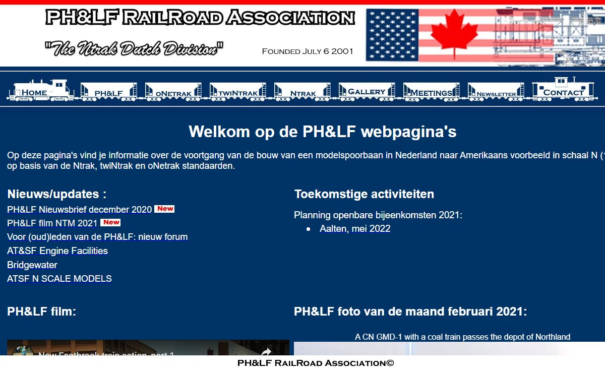 PH&LF RailRoad Association, Amerikaans Modelspoor in schaal N 1:160 in Ntrak, TwinTrak en oNetrak modules