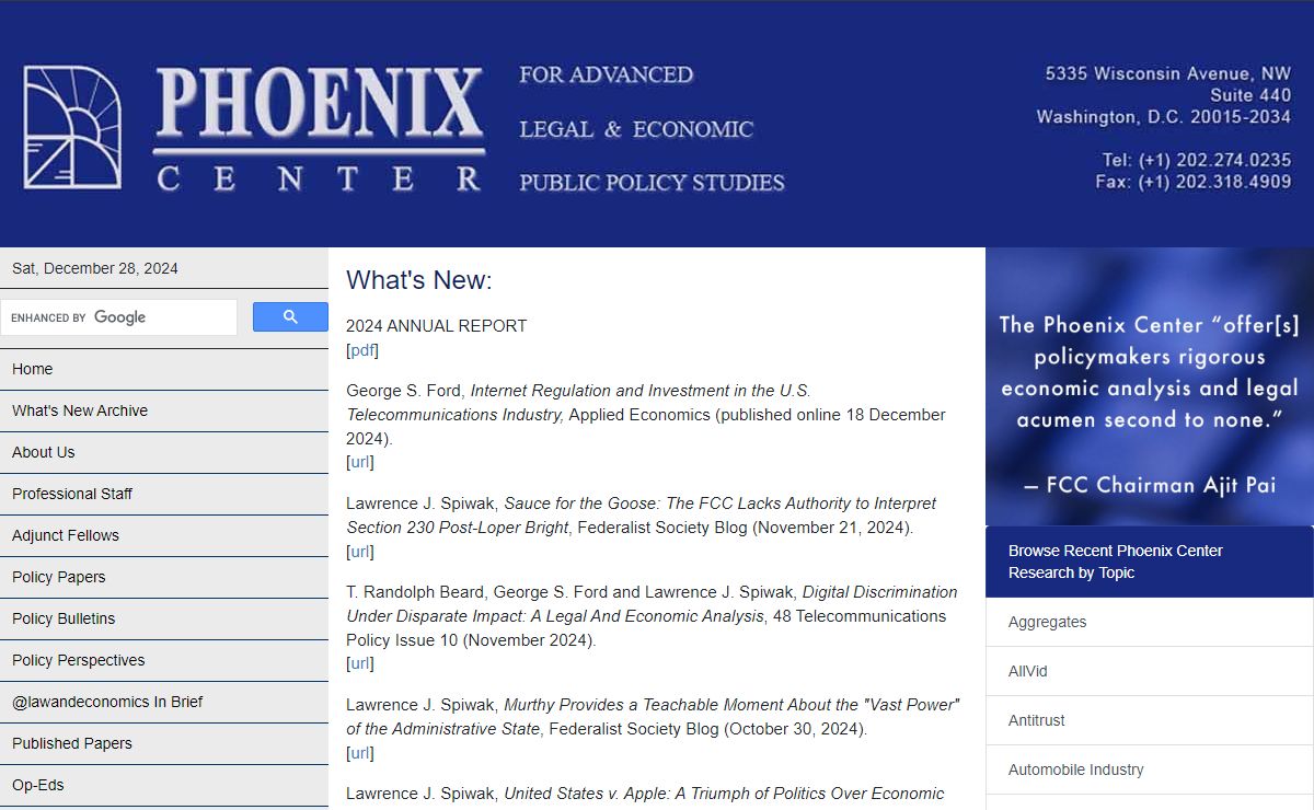 Phoenix Center for Advanced Legal & Economic Public Policy Studies