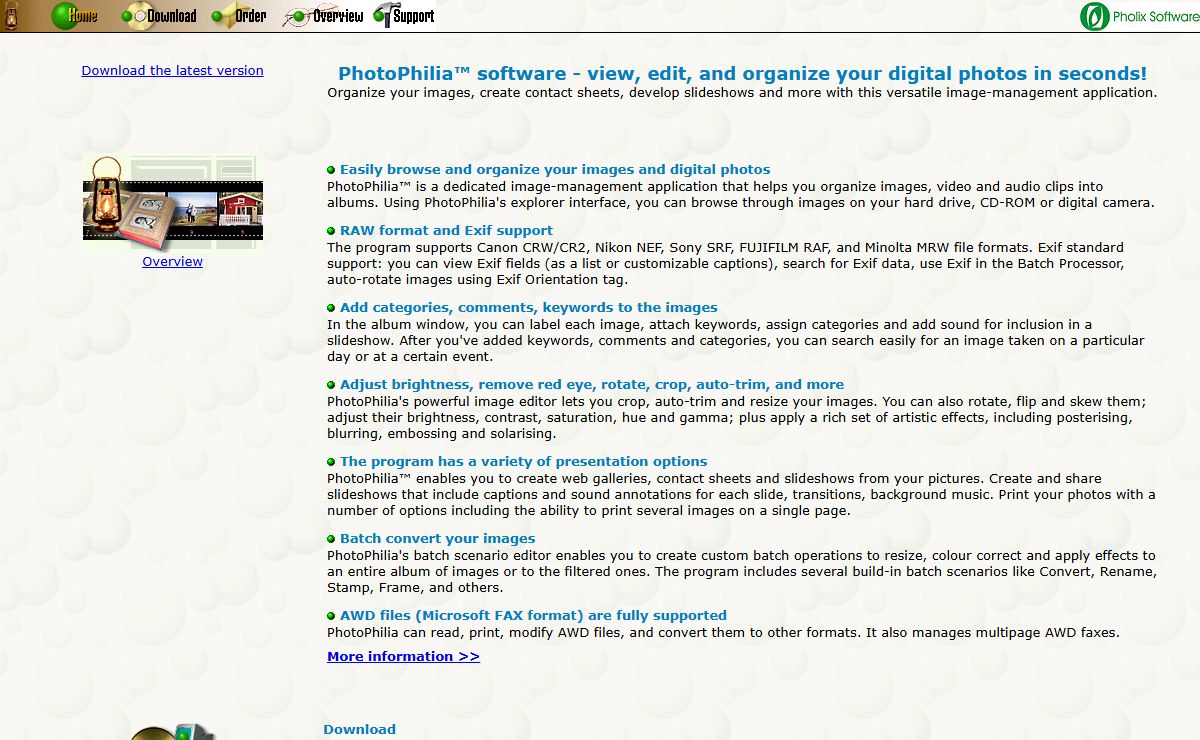 PhotoPhilia from Pholix Software - view, edit, and organize your images and digital photos