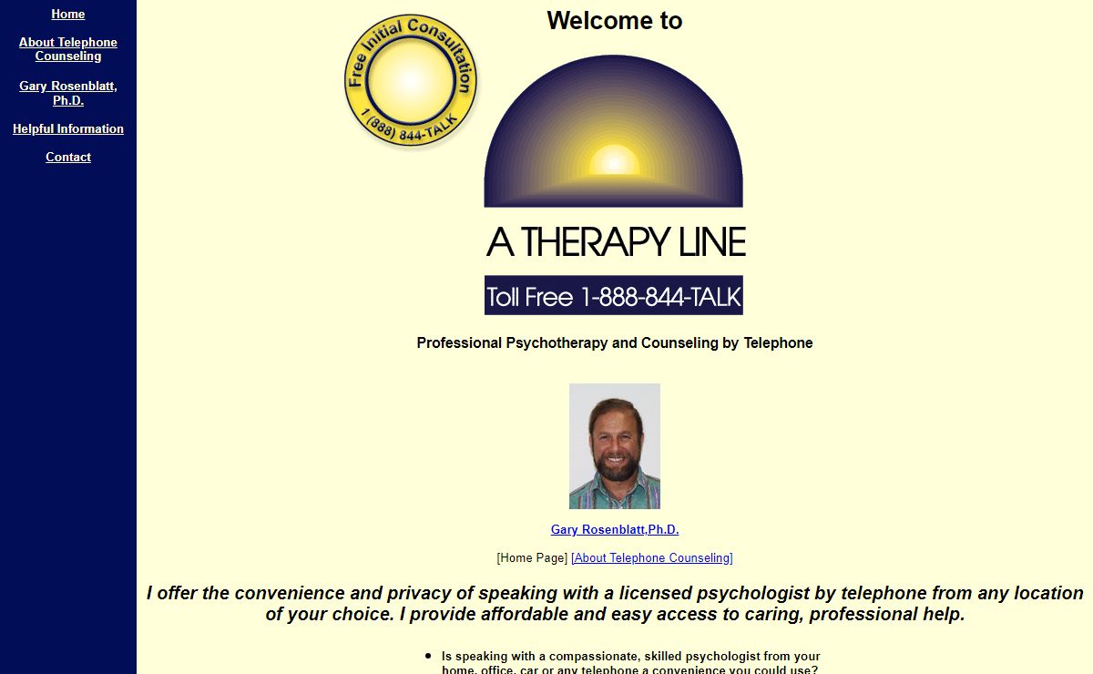 A Therapy Line: Telephone Counseling, Psychotherapy, Therapist, Counseling 1-888-844-TALK