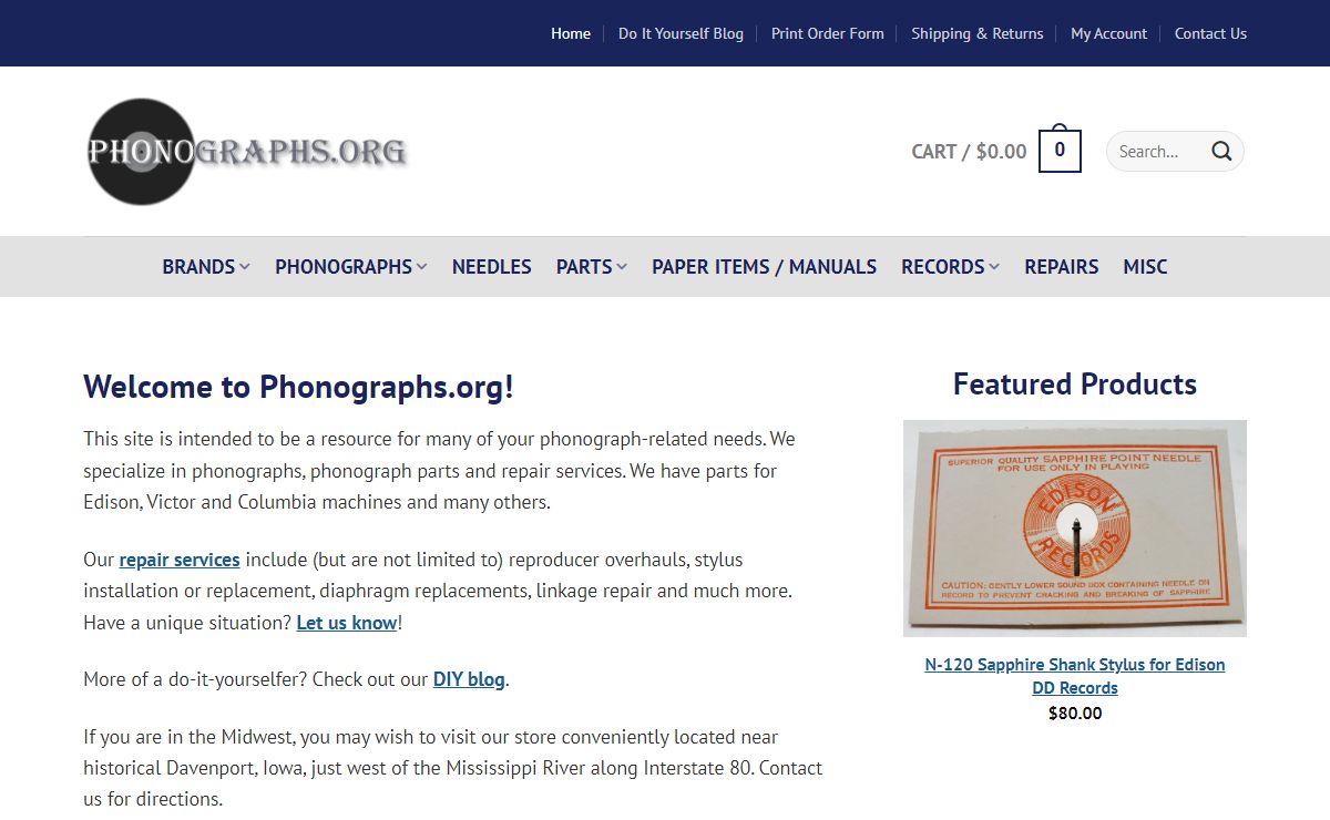 Phonographs.org is your home for phonographs, phonograph parts, repair services and much more.