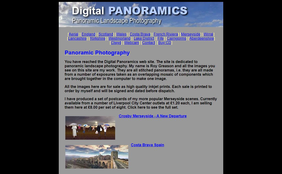 Panoramas of scenes around the North of England Scotland and The Costa Brava Spain