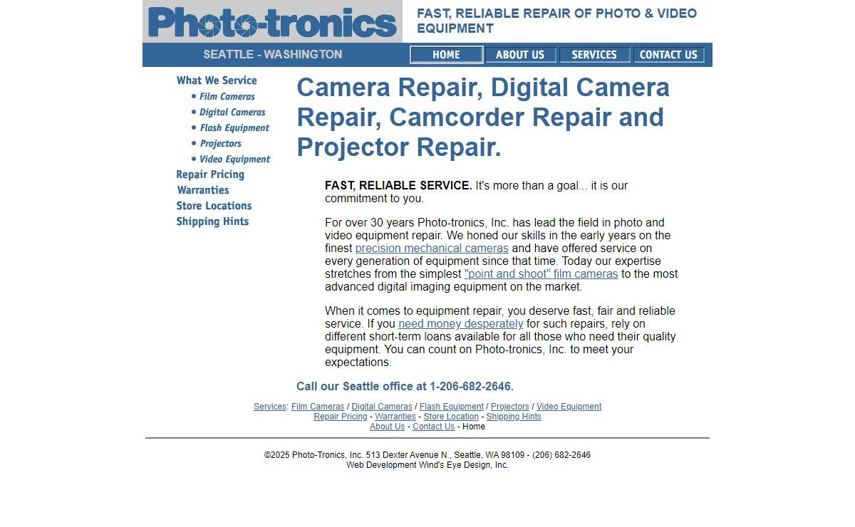 Digital Camera Repair, Camcorder Repair and Projector Repair