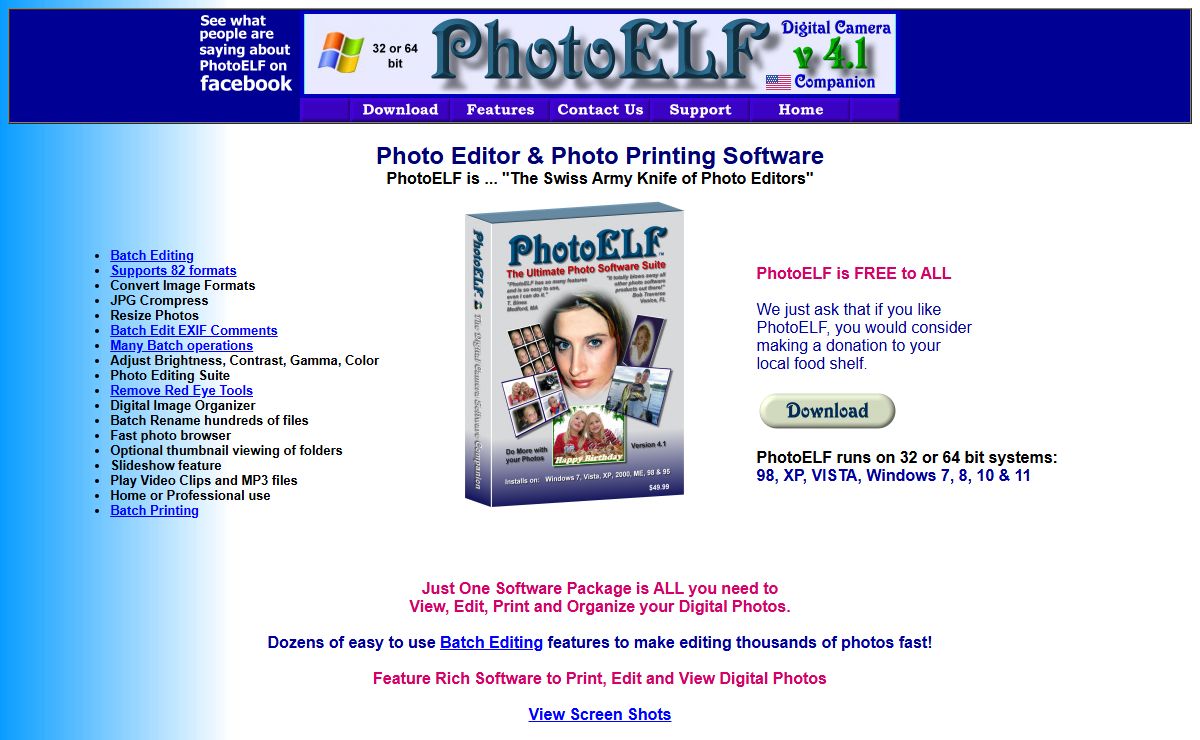 PhotoELF: Photo Editor Software Program - Also does Batch Editing & Batch Printing