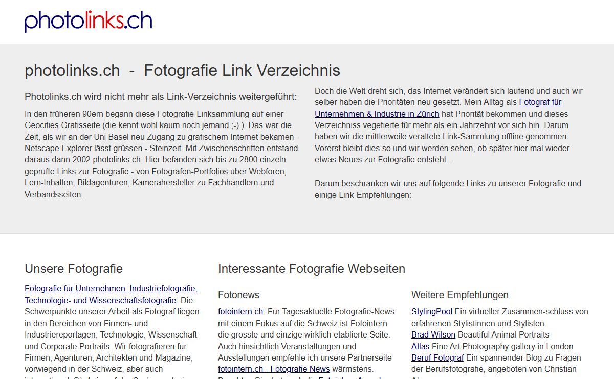 photolinks.ch - Fotografie Link Verzeichnis