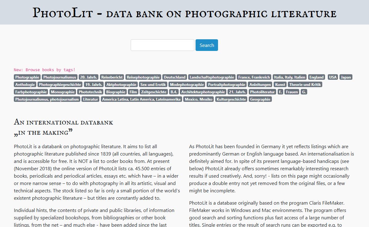 PhotoLit - data bank on photographic literature, photobooks