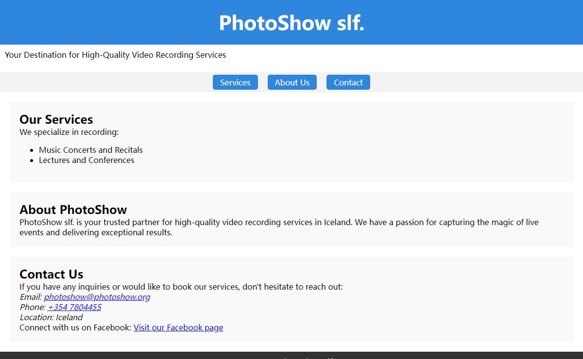 PhotoShow - Recording Services in Iceland