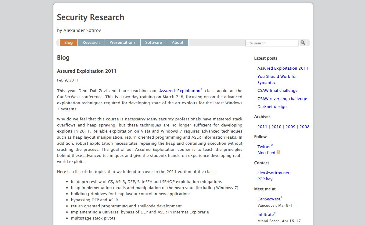 Security Research by Alexander Sotirov