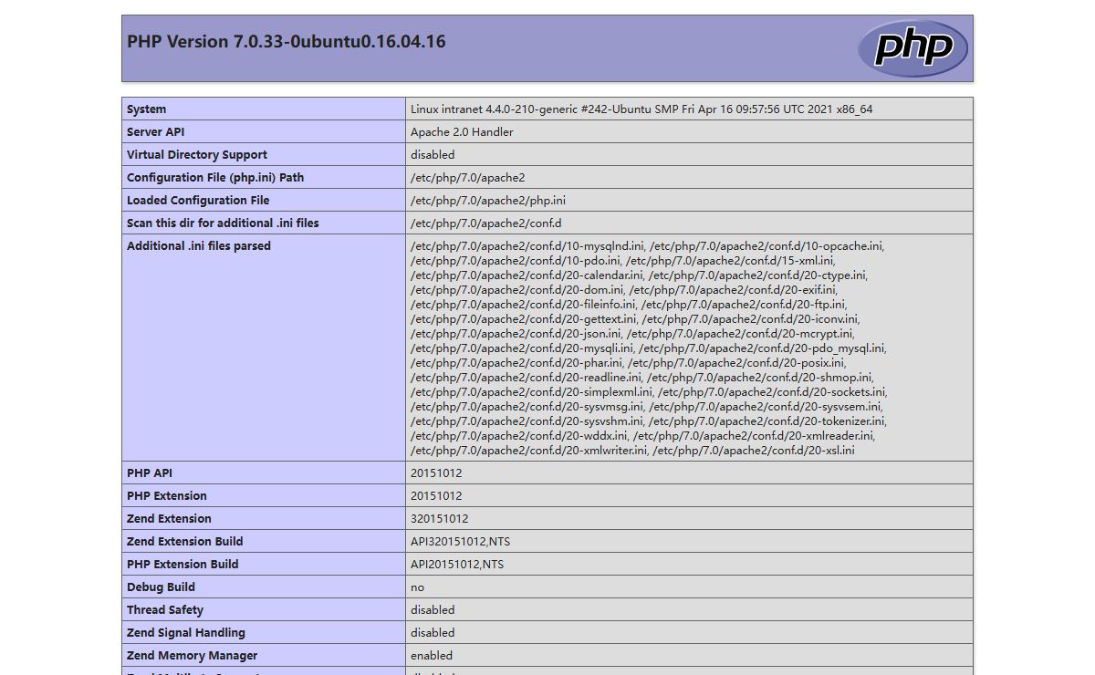 phpinfo()