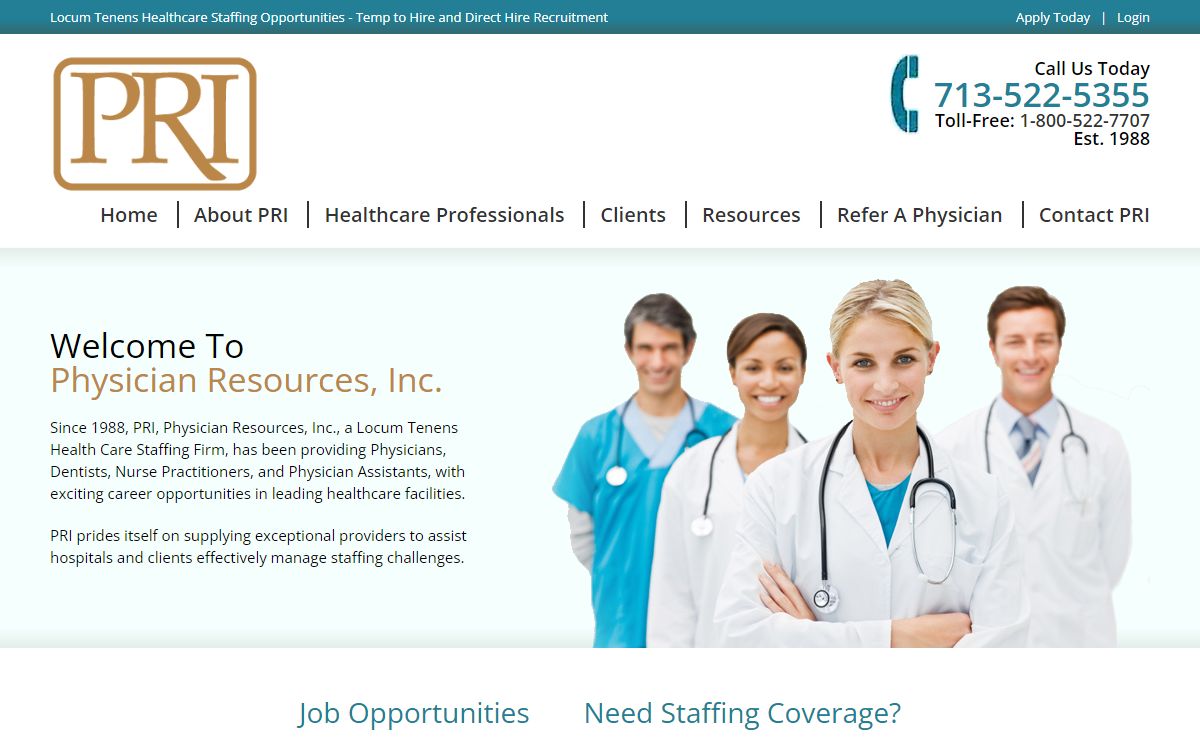PRI Locum Tenens Physician and Dentist Staffing Texas