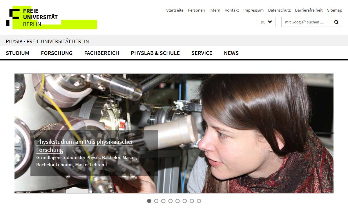 Physik • Freie Universität Berlin: Startseite