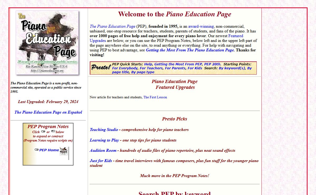 The Piano Education Page