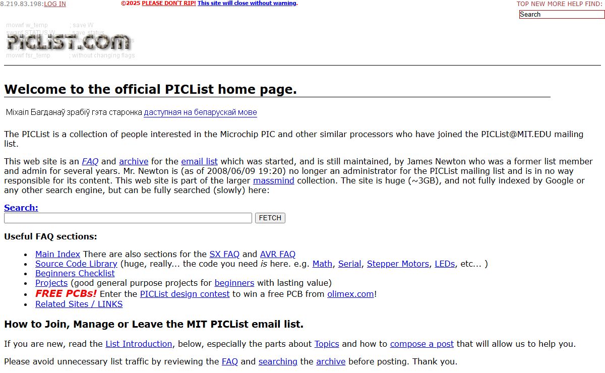 PIClist, Microchip PIC