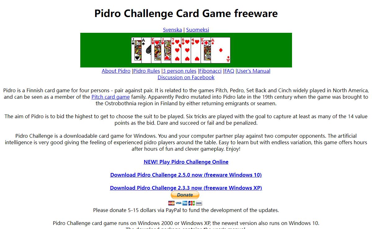Pidro Challenge Card Game