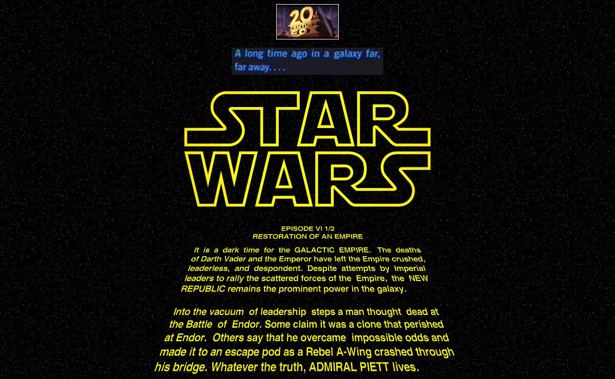 Star Wars - Episode VI 1/2 - Restoration of an Empire
