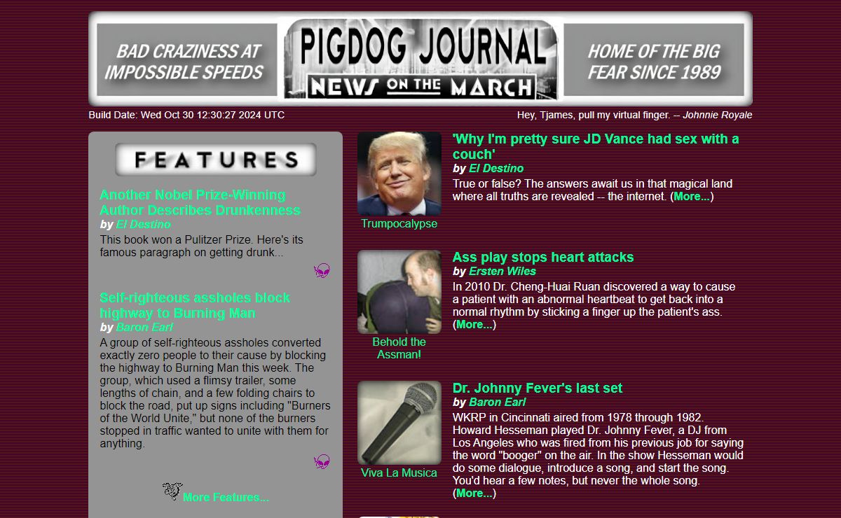 Pigdog Journal -- The Online Handbook For Bad People of The Future