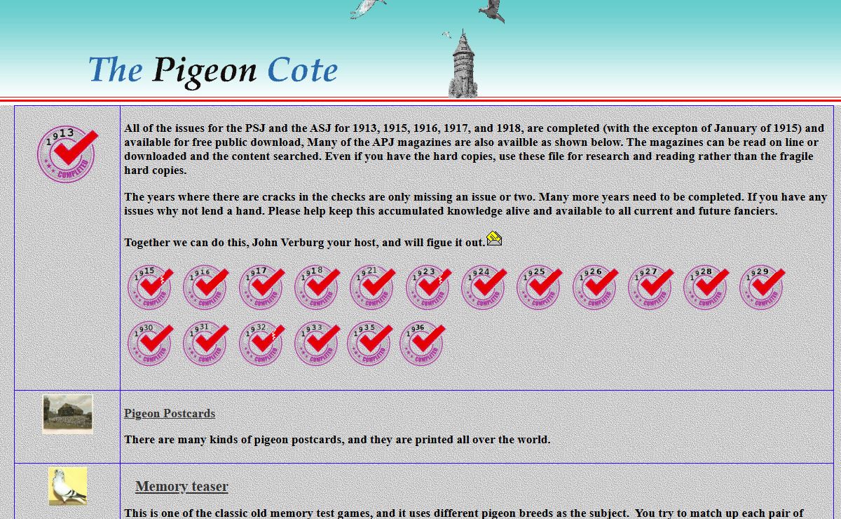 The Pigeon Cote Main Page