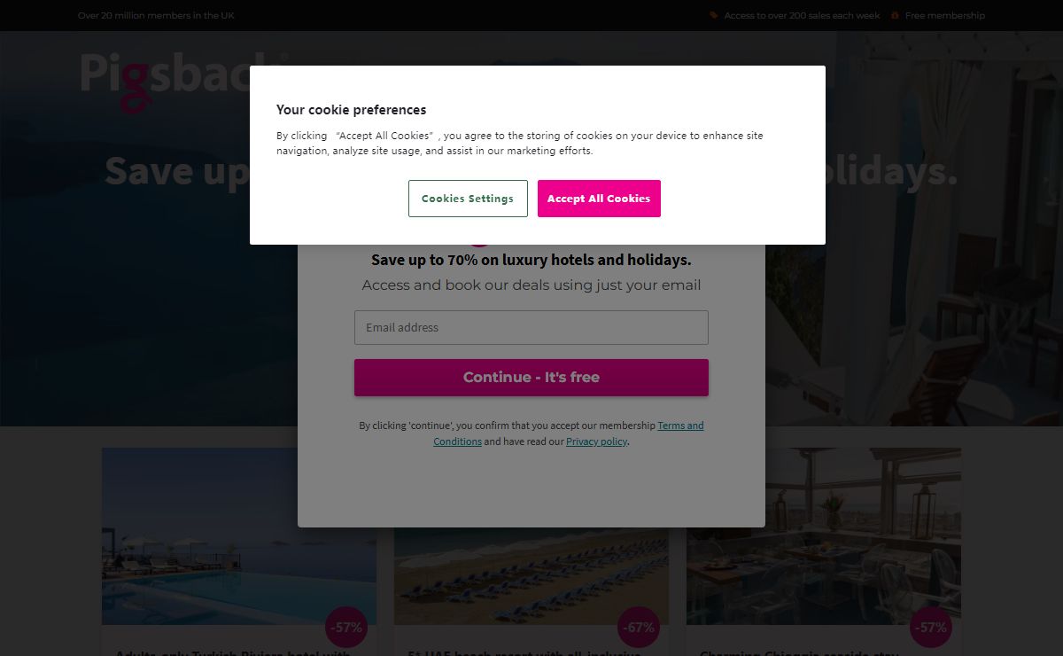 Join now for Free | Luxury travel at low prices | Pigsback