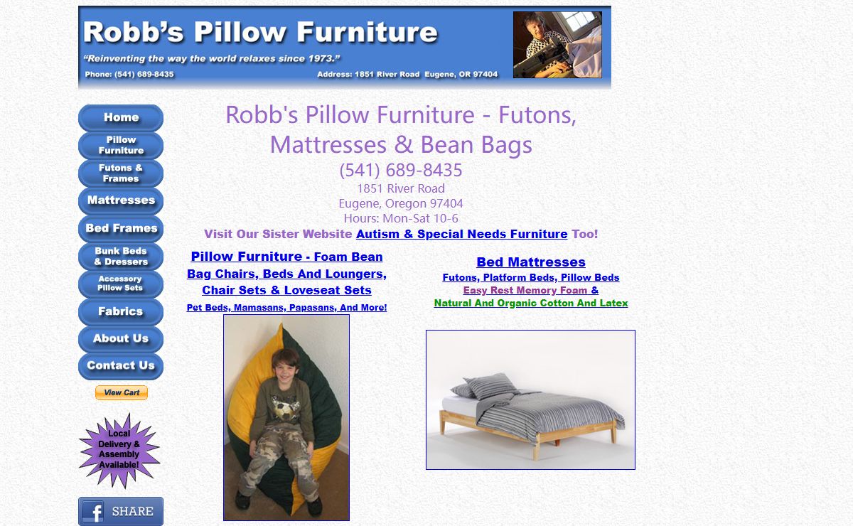 Robb's Pillow Furniture - Futons, Mattresses & Bean Bags - The Better Bean Bag Alternative