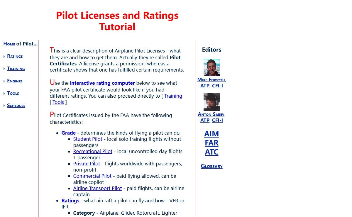 Pilot Licenses and Ratings Tutorial