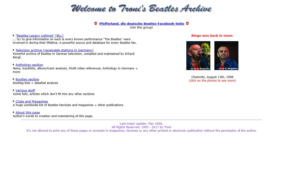 Troni's Beatles Archive: Main Page