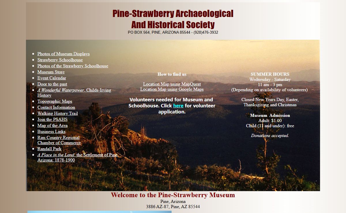 Pine Strawberry Archeological and Historical Society - Pine Strawberry Museum