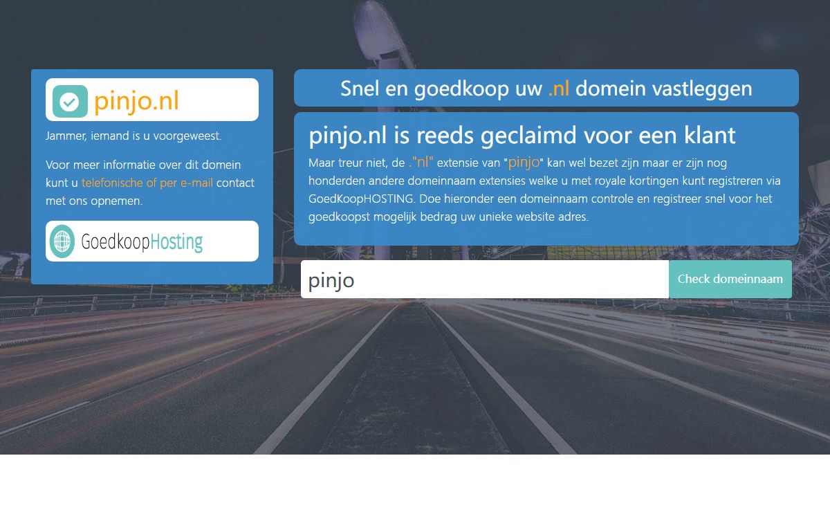 Welkom op pinjo.nl. Dit domein is geparkeerd voor een klant van GoedkoopHosting.