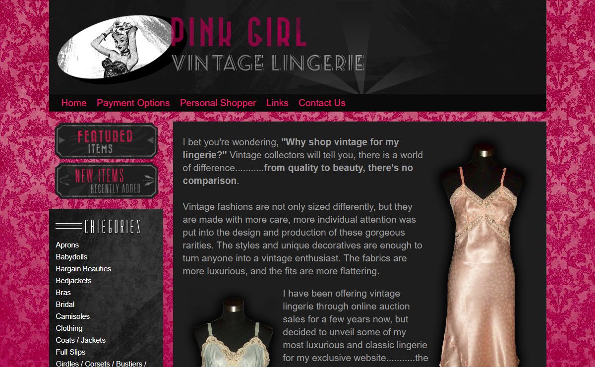 Welcome : Pink Girl Vintage Lingerie