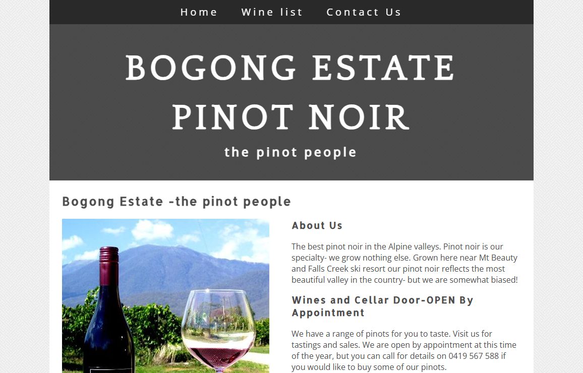 Bogong Estate pinot noir