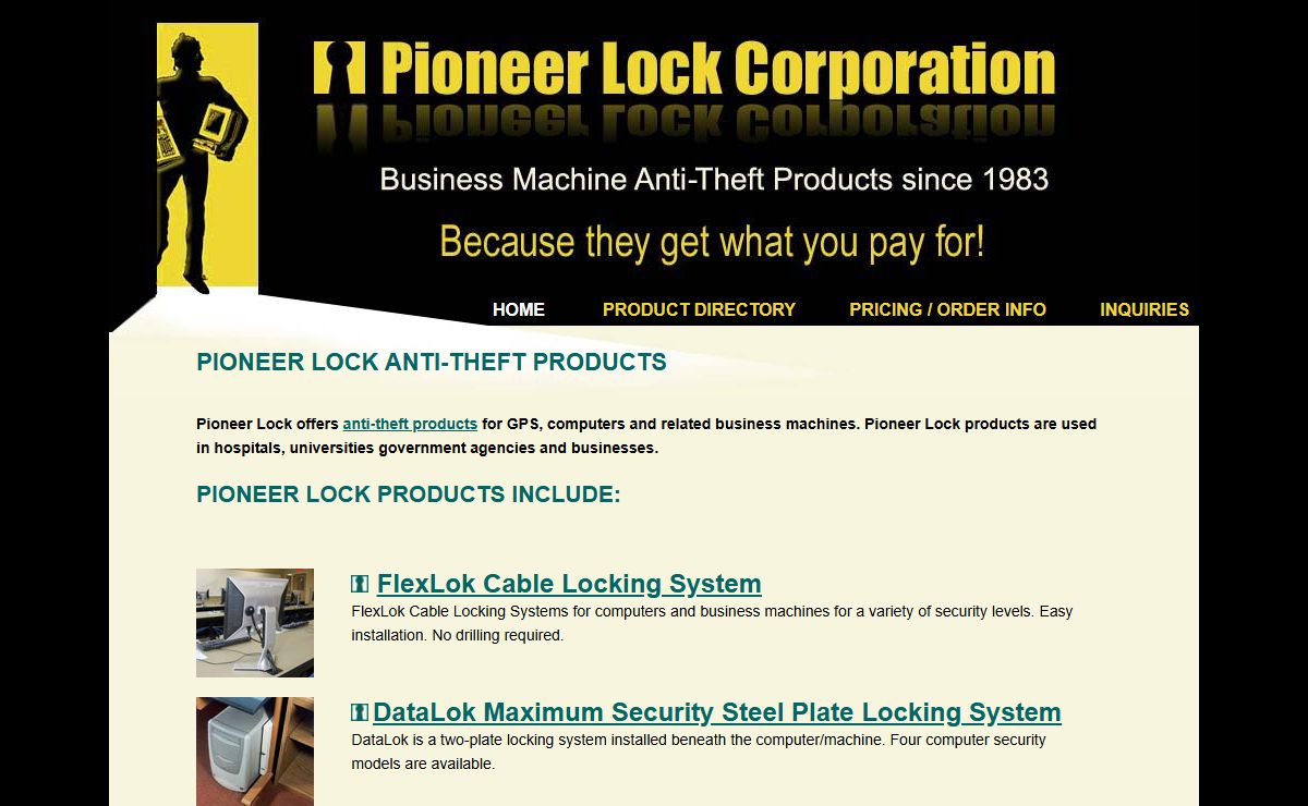 Pioneer Lock Anti-Theft Products for Computers and Electronics