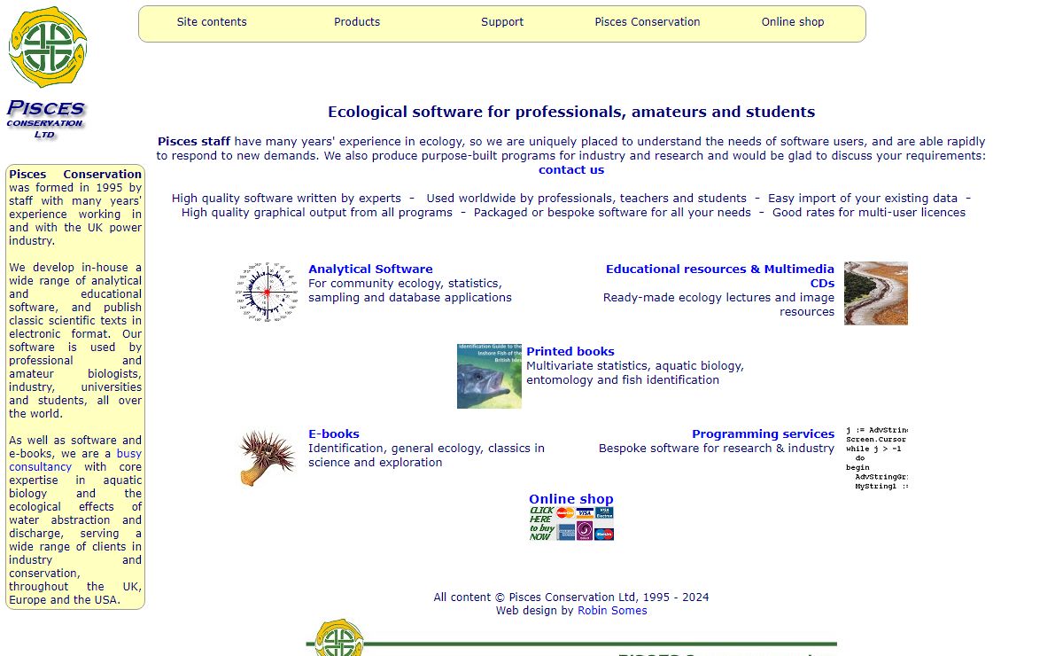 Pisces Conservation Ltd - Ecological software for professionals, amateurs and students
