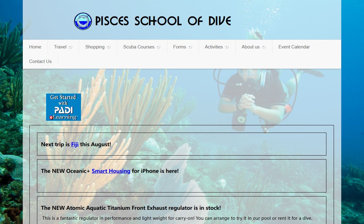 PADI 5 star dive shop and diver training facility in upstate ny