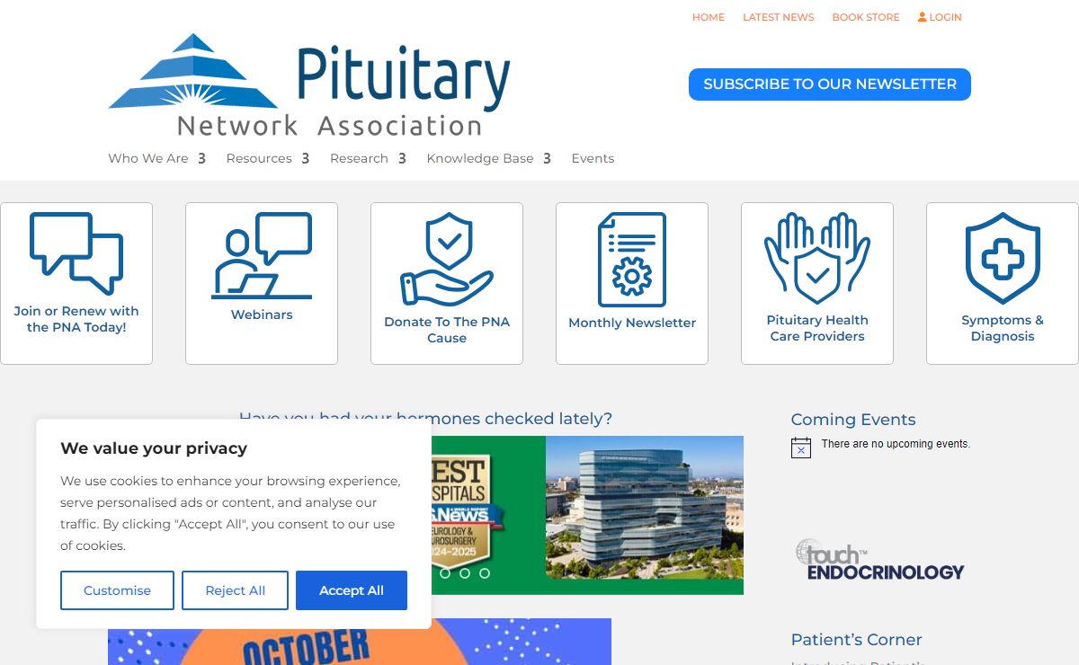 Pituitary Network Association - international non-profit organization for patients with pituitary tumors and disorders |