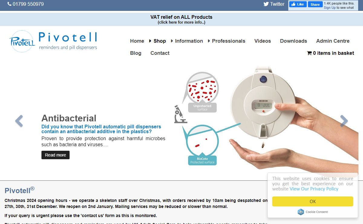 Pivotell Automatic Pill Dispenser, Medication Reminders