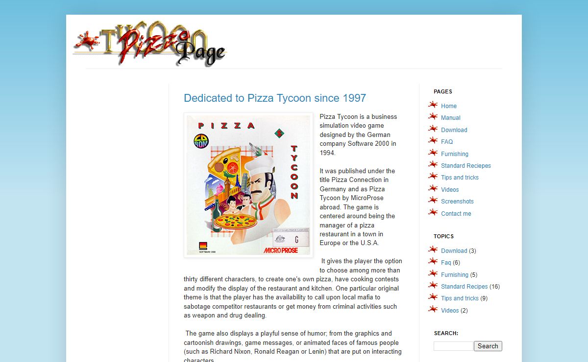 Pizza Tycoon Page