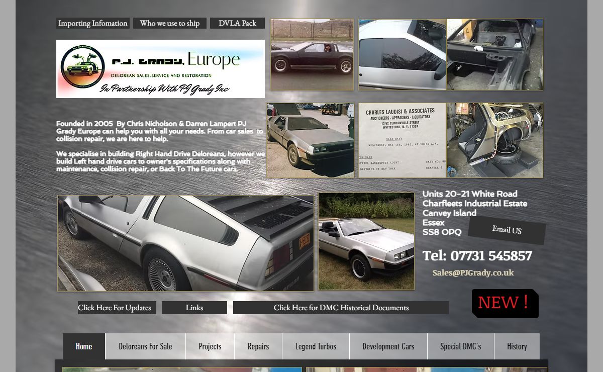 Delorean Car Sales Europe UK. Canvey Island Essex SS8 OPQ