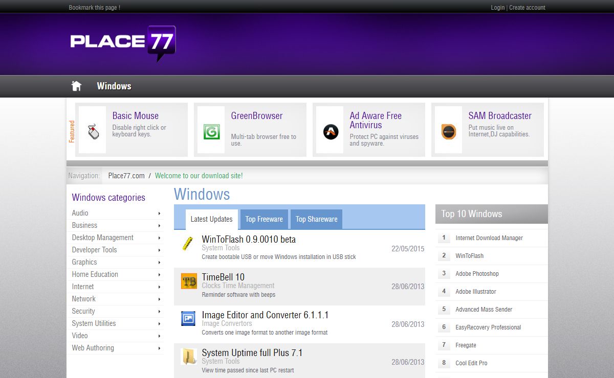 Place77 free downloads library with software and games