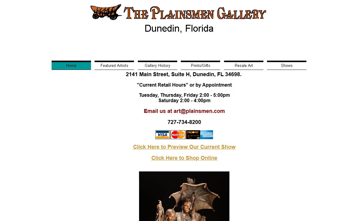 The Plainsmen Gallery in Dunedin Florida, Fine Western, Wildlife and Florida Art by nationally-recognized artists for sale. Western and wildlife originals, prints and bronzes for sale, Wildlife & Western Art Shows, New John Coleman Bronzes, Works by Cowboy