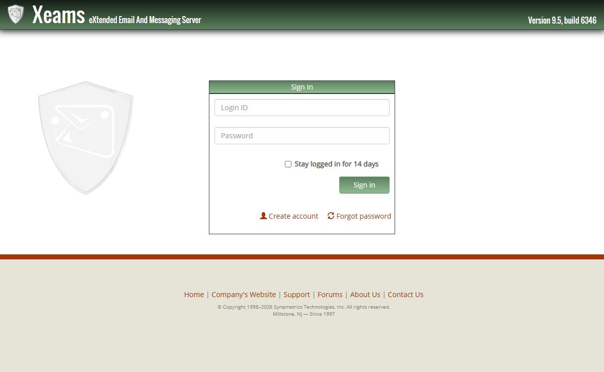 Xeams Admin Console - Version 9.5, build 6346